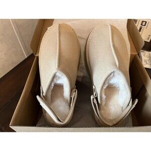 Clogs For Woman Size 10/10.5 Beige Fleece Lined